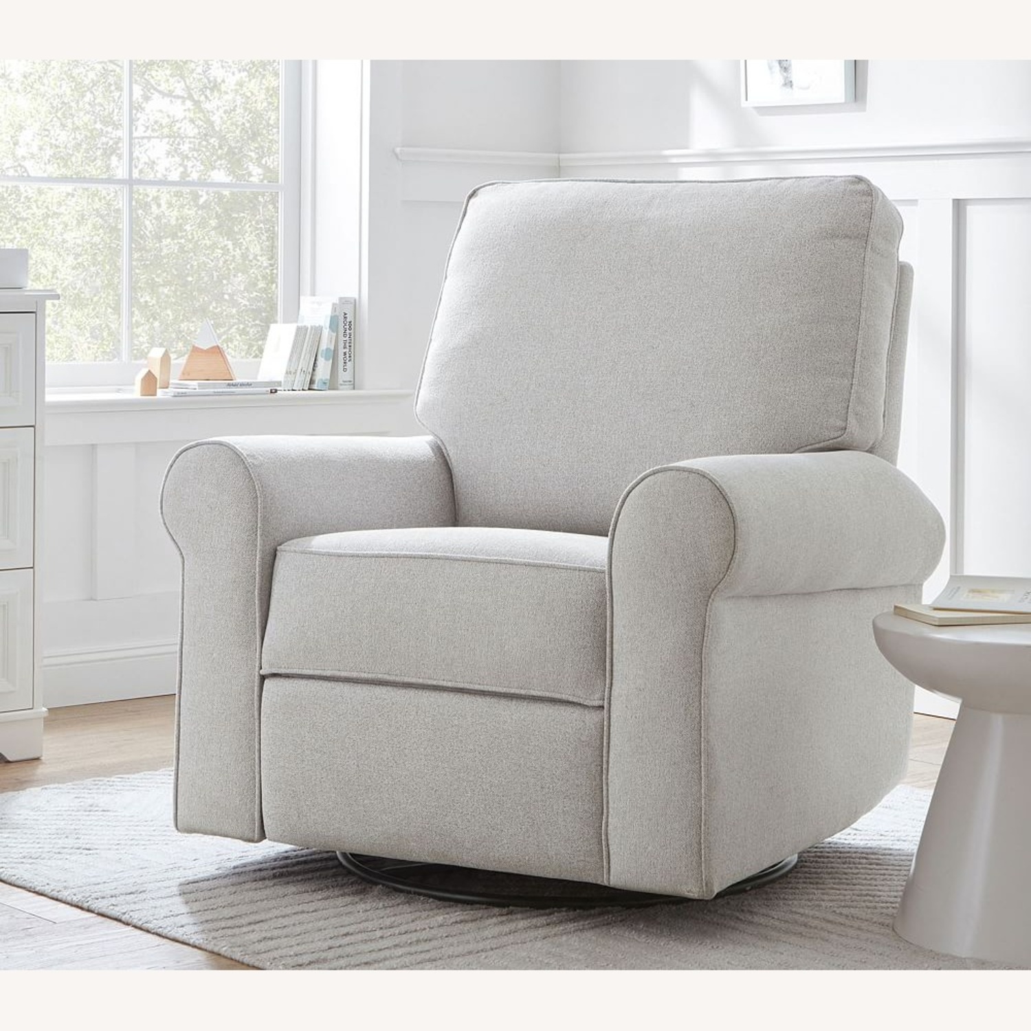 Pottery Barn Kids Light Gray Velvet Recliner - image-5