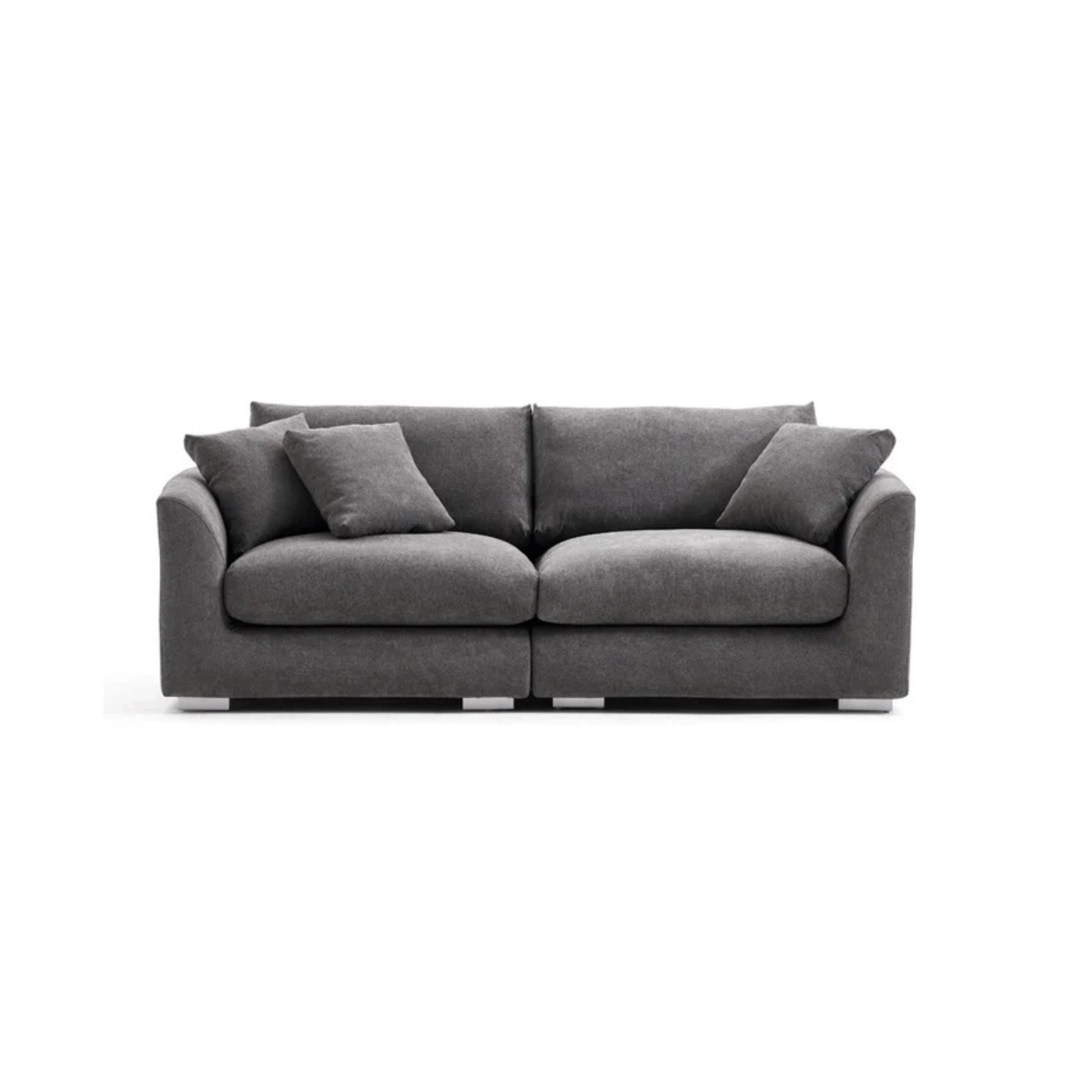 Valyou Feathers Dark Gray Fabric 3+ Seater Sofa - image-5