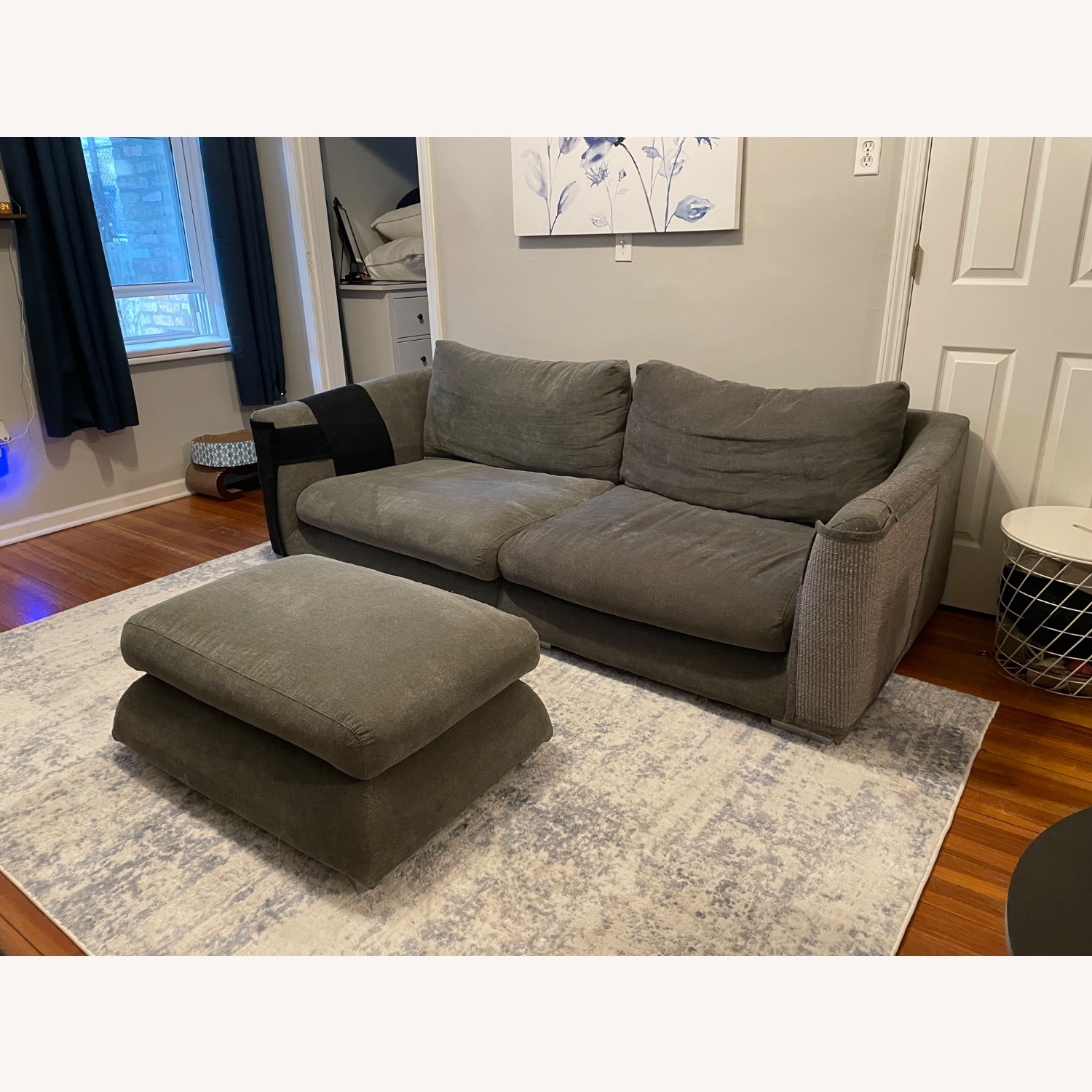 Valyou Feathers Dark Gray Fabric 3+ Seater Sofa - image-2