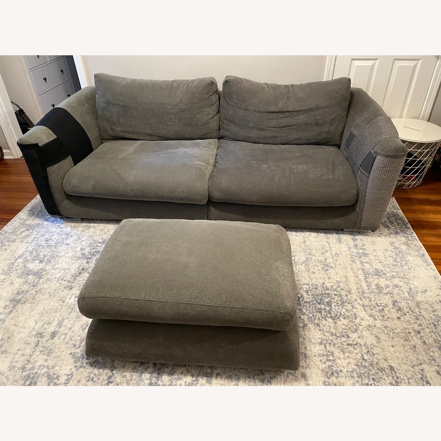 Valyou Feathers Dark Gray Fabric 3+ Seater Sofa - image-4