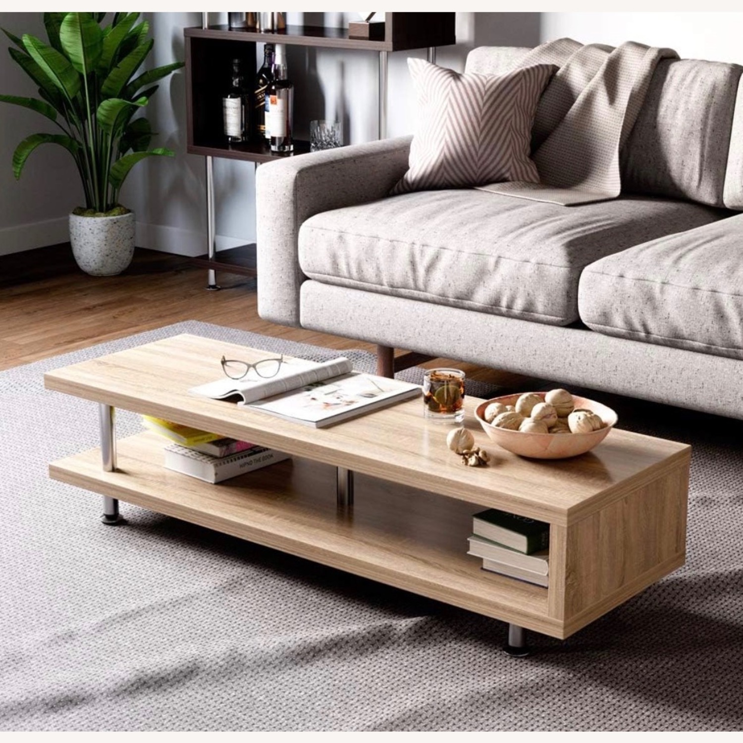 Light Brown Wood Media Storage - image-1