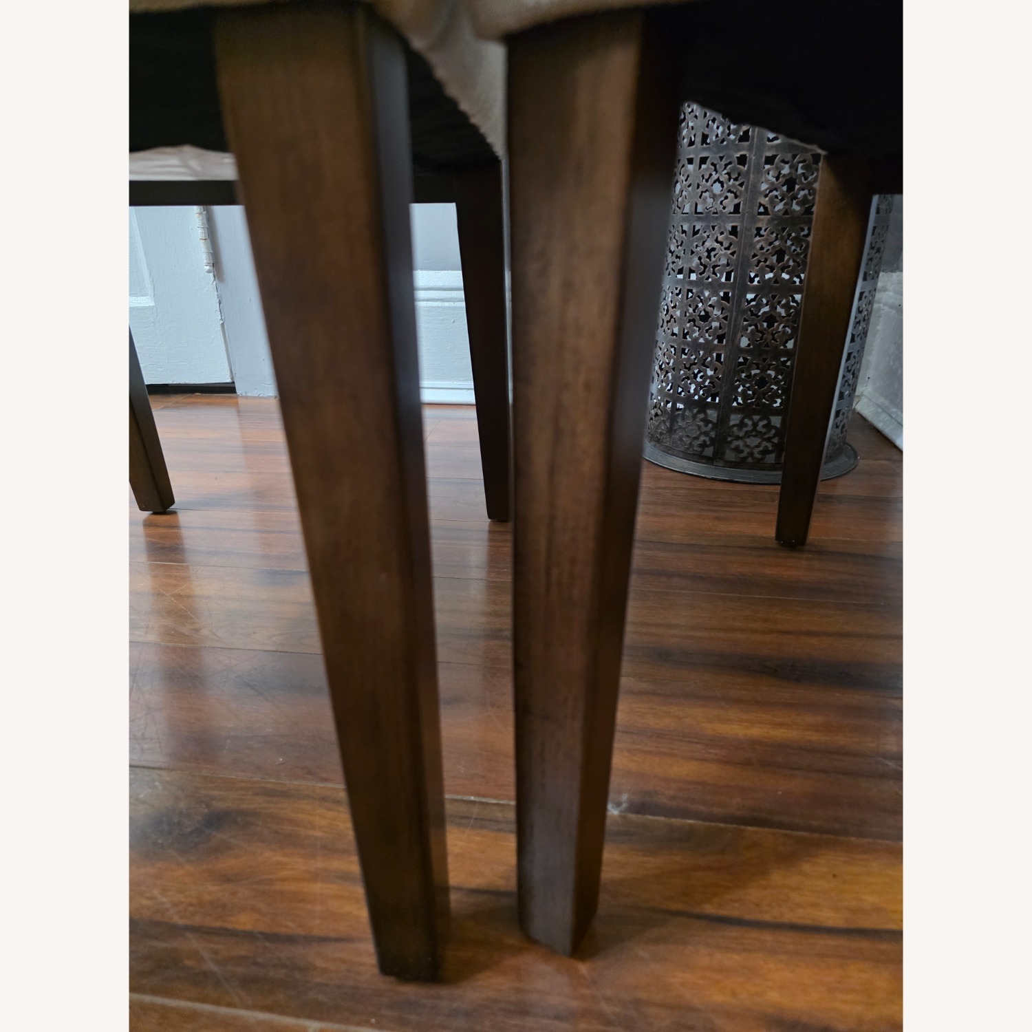Armless Chair with Leather Back Linen Cushion - image-7