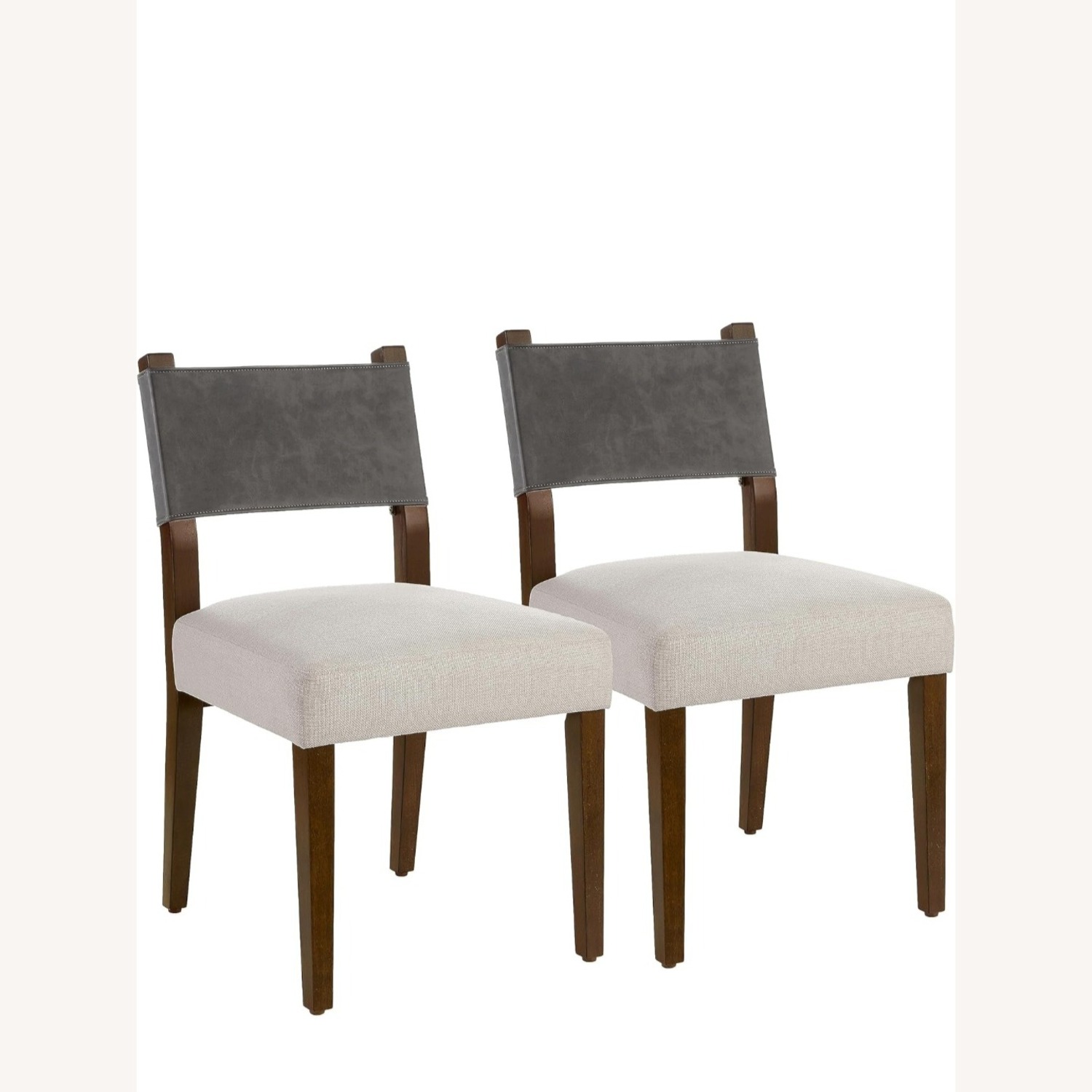 Armless Chair with Leather Back Linen Cushion - image-8