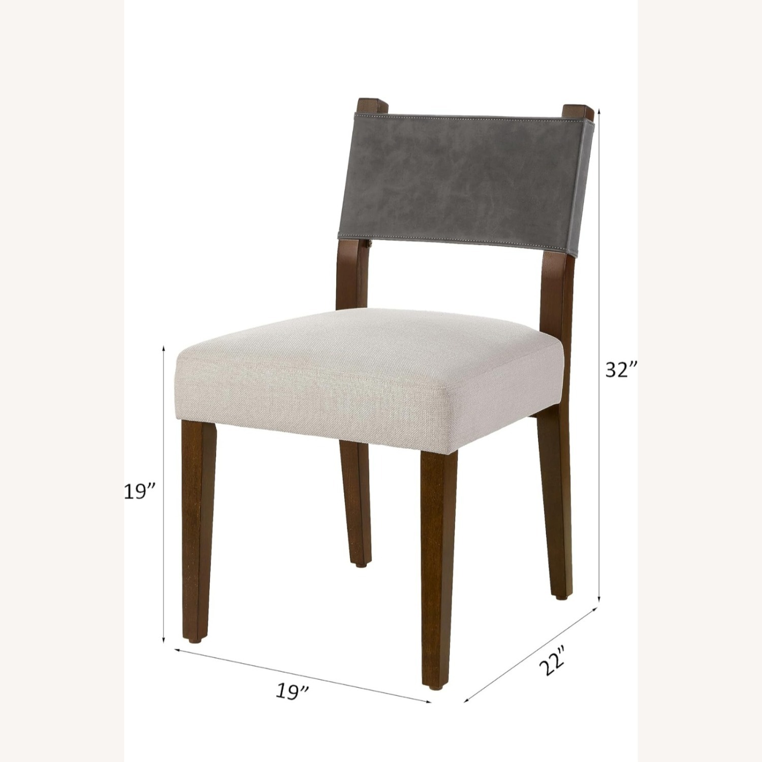 Armless Chair with Leather Back Linen Cushion - image-10