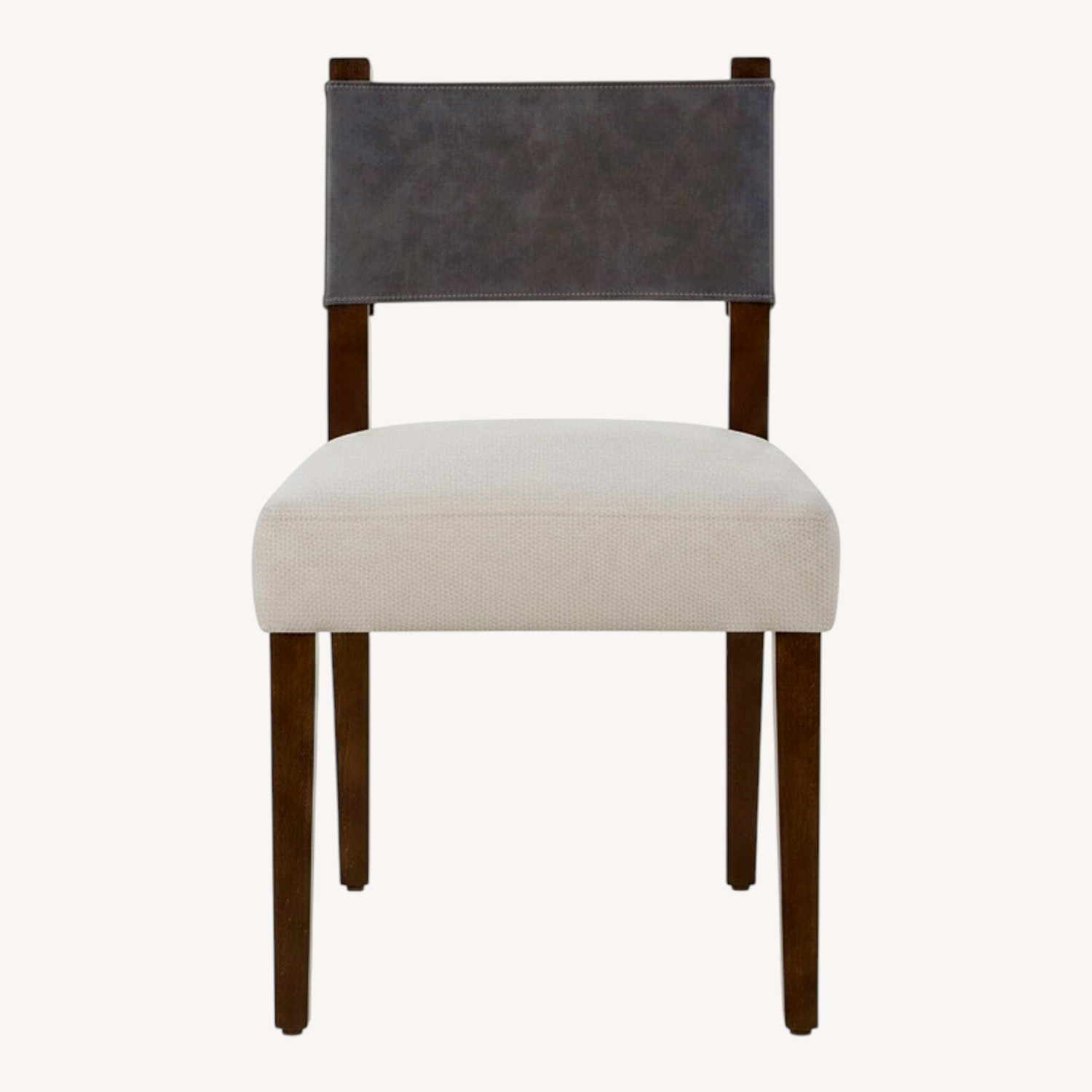 Armless Chair with Leather Back Linen Cushion - image-0