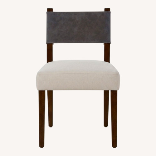 Used Armless Chair with Leather Back Linen Cushion for sale on AptDeco
