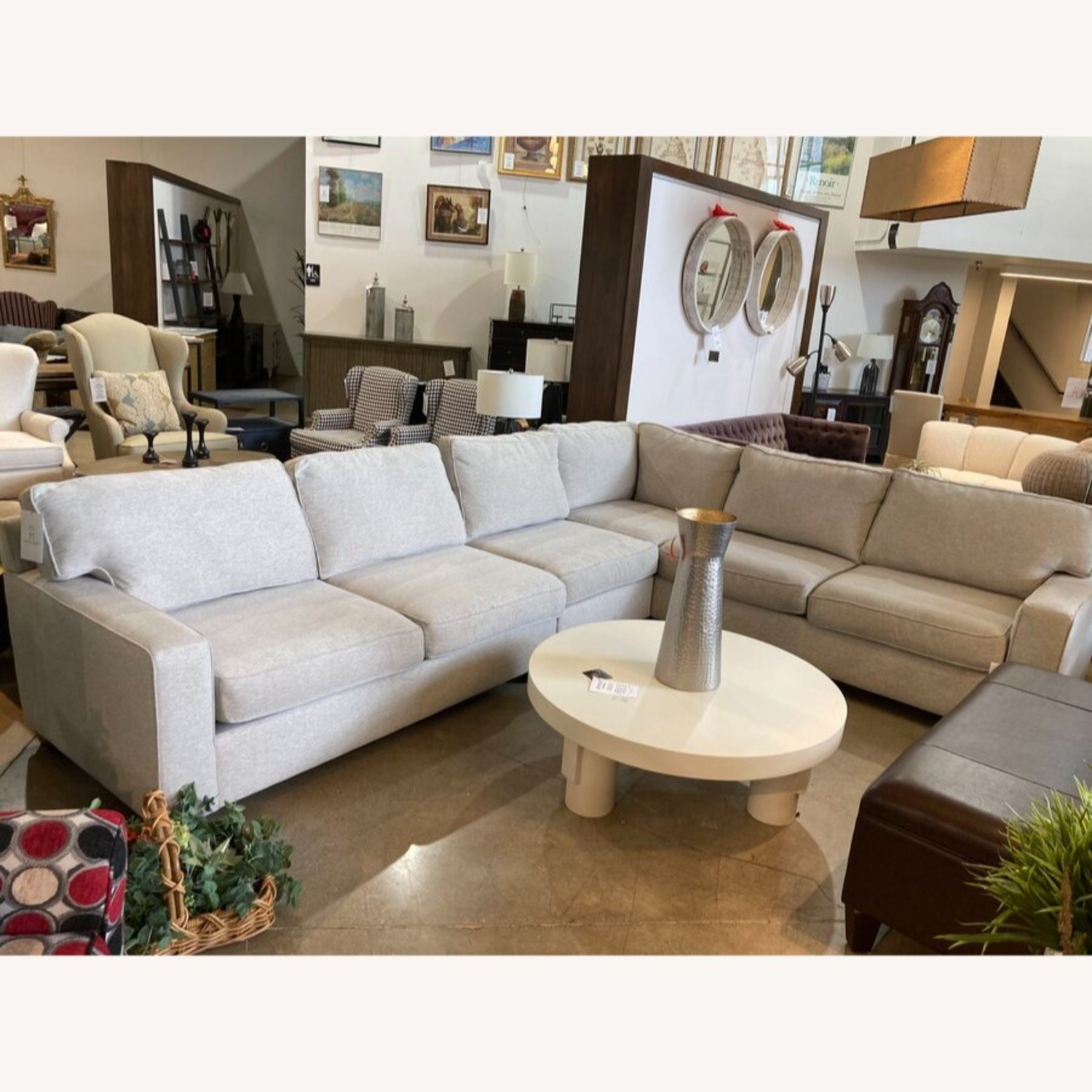 L-Shape Fabric Track Arm Sectional Dove - image-2