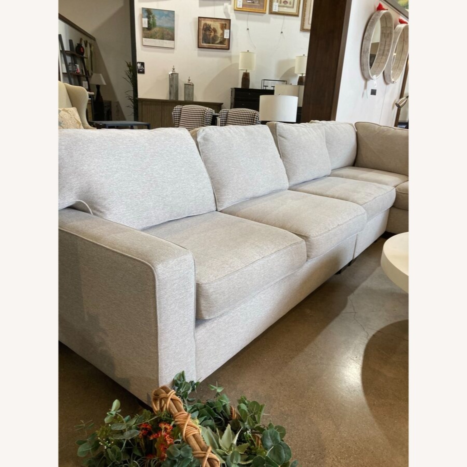 L-Shape Fabric Track Arm Sectional Dove - image-3