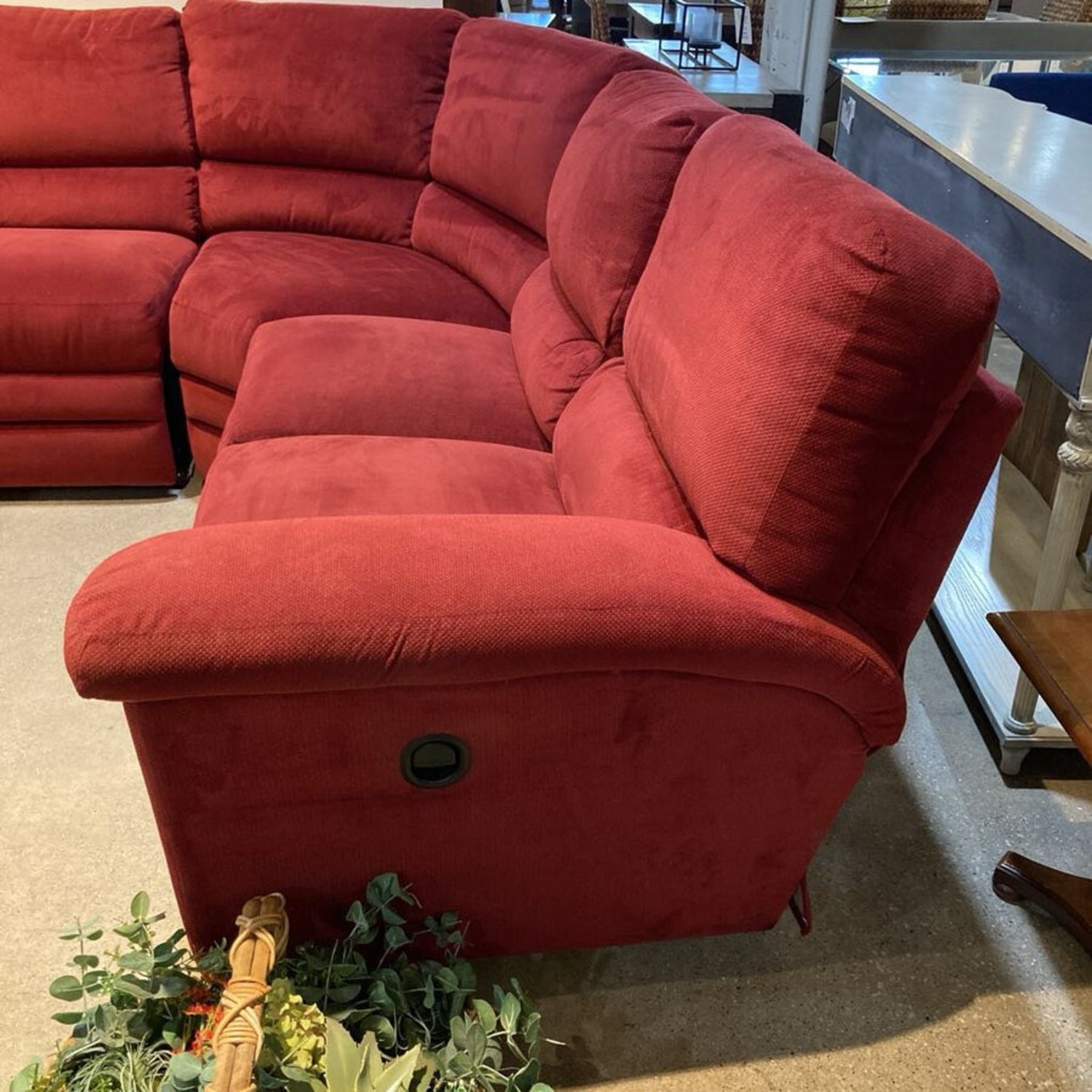 Curved Fabric Manual Recliner Sectional Red  - image-5