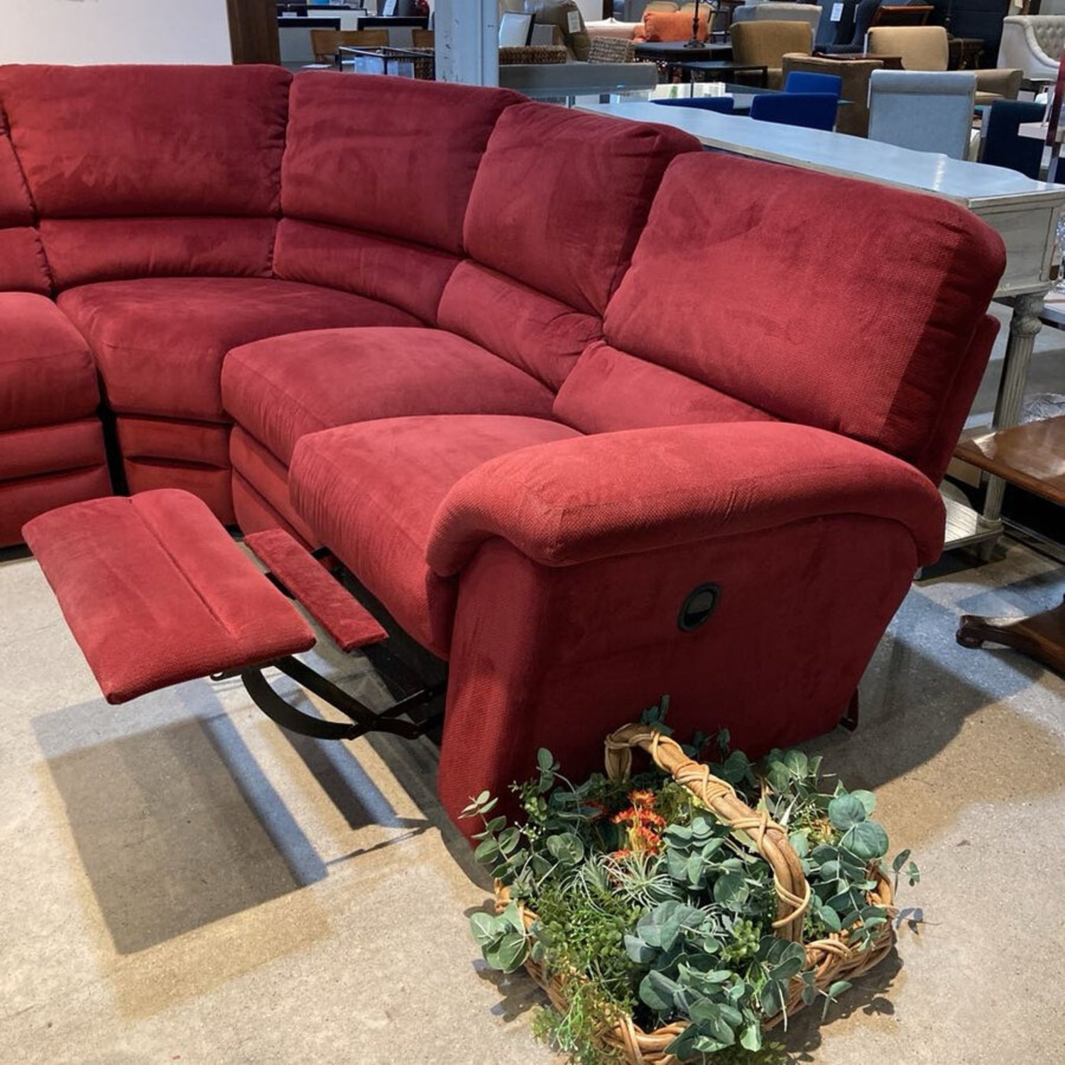 Curved Fabric Manual Recliner Sectional Red  - image-14