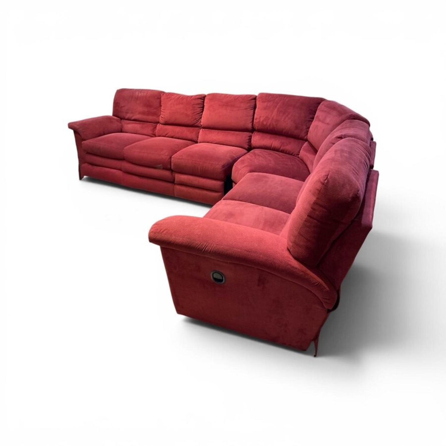 Curved Fabric Manual Recliner Sectional Red  - image-1