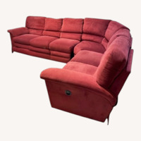 Curved Fabric Manual Recliner Sectional Red