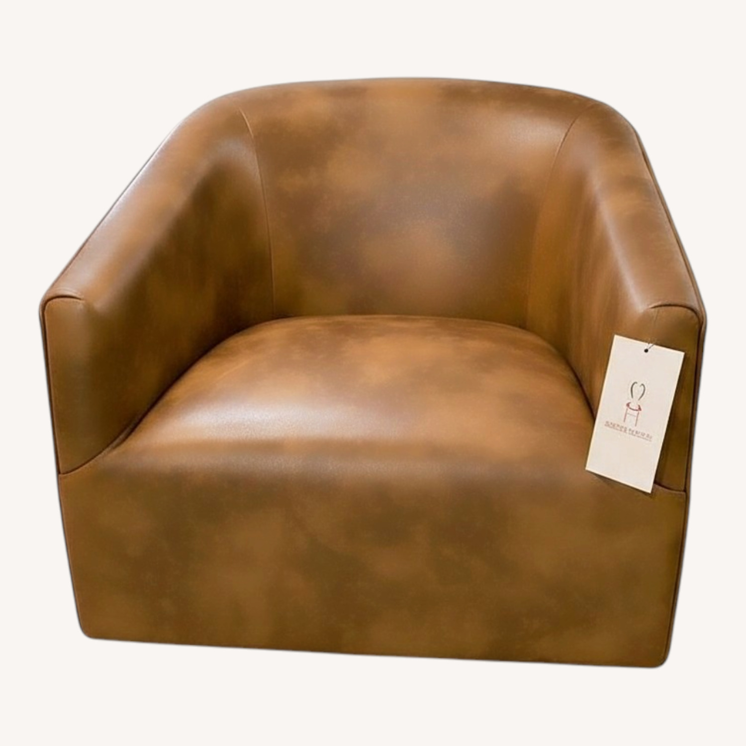 Faux Leather Swivel Barrel Chair Brown - image-0