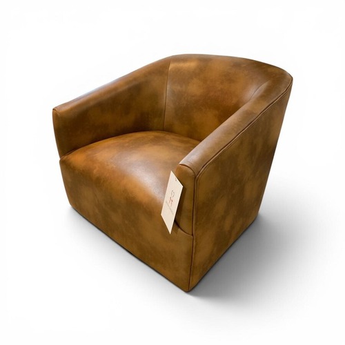Used Faux Leather Swivel Barrel Chair Brown for sale on AptDeco