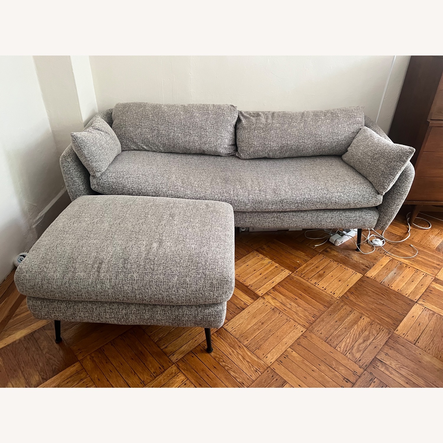 Albany Park Light Gray 3+ Seater Sofa With Ottoman - image-1