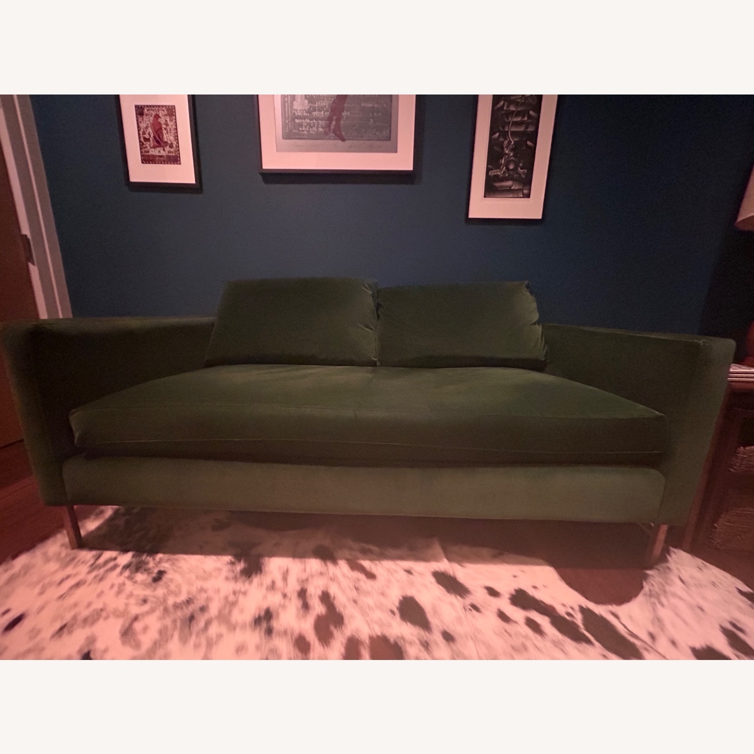 ABC Carpet and Home Green Velvet 2 Seater Sofa - image-4
