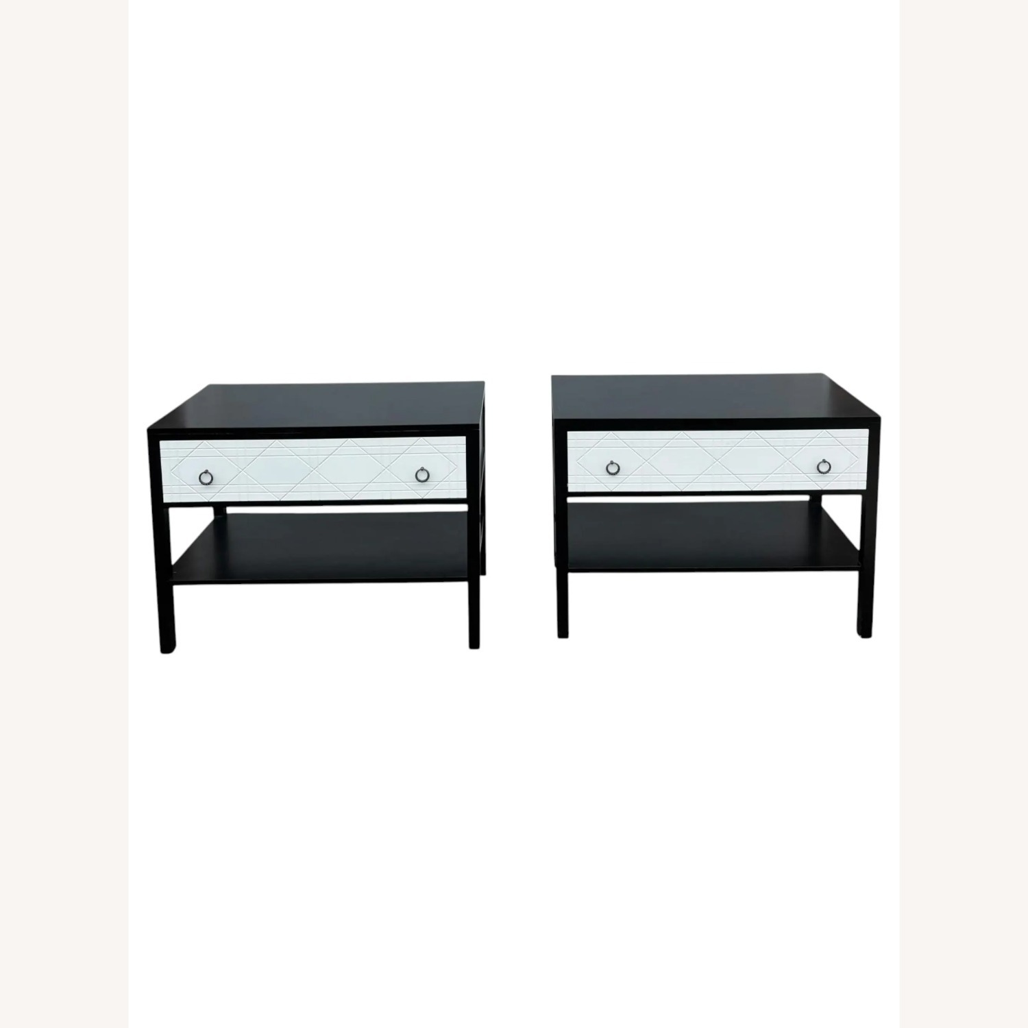 Pair of Modern Black And White Nightstands - image-1