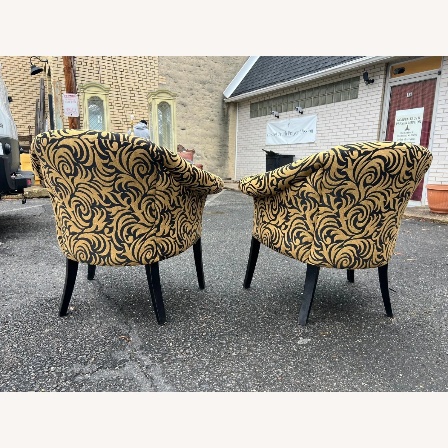 Pair of Vintage Upholstered Barrel Club Chairs - image-2