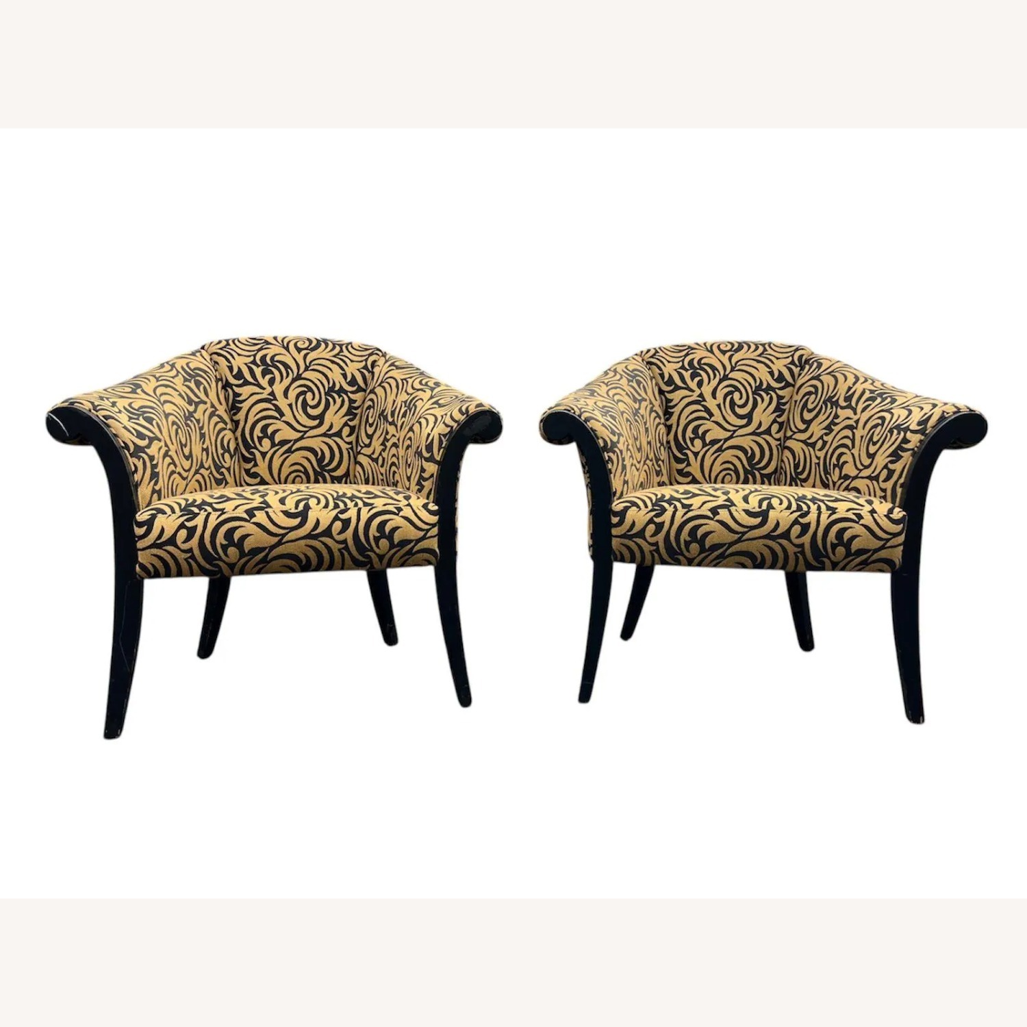 Pair of Vintage Upholstered Barrel Club Chairs - image-1
