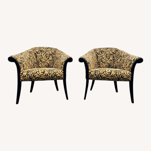 Used Pair of Vintage Upholstered Barrel Club Chairs for sale on AptDeco