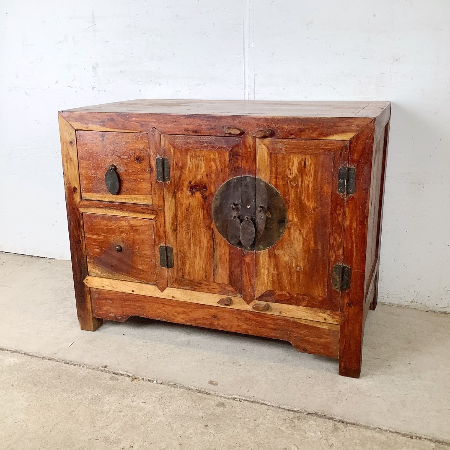 Antique Chinese Provincial Elmwood Cabinet - image-1