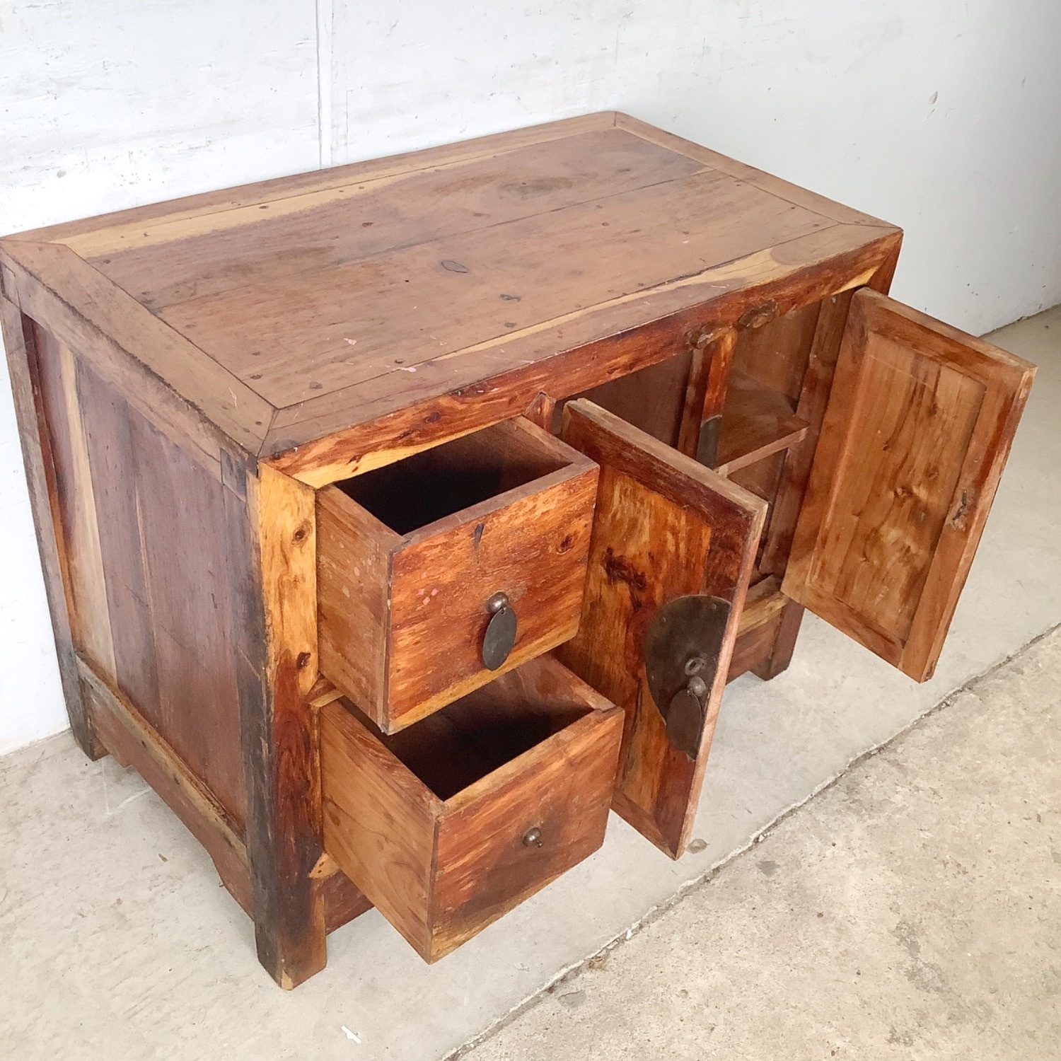 Antique Chinese Provincial Elmwood Cabinet - image-9