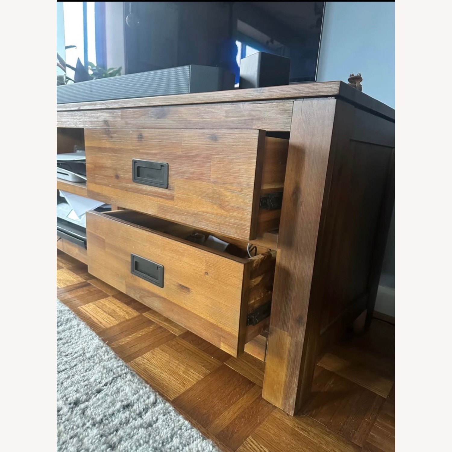 Macy's Champagne Media Storage Acacia Wood - image-3