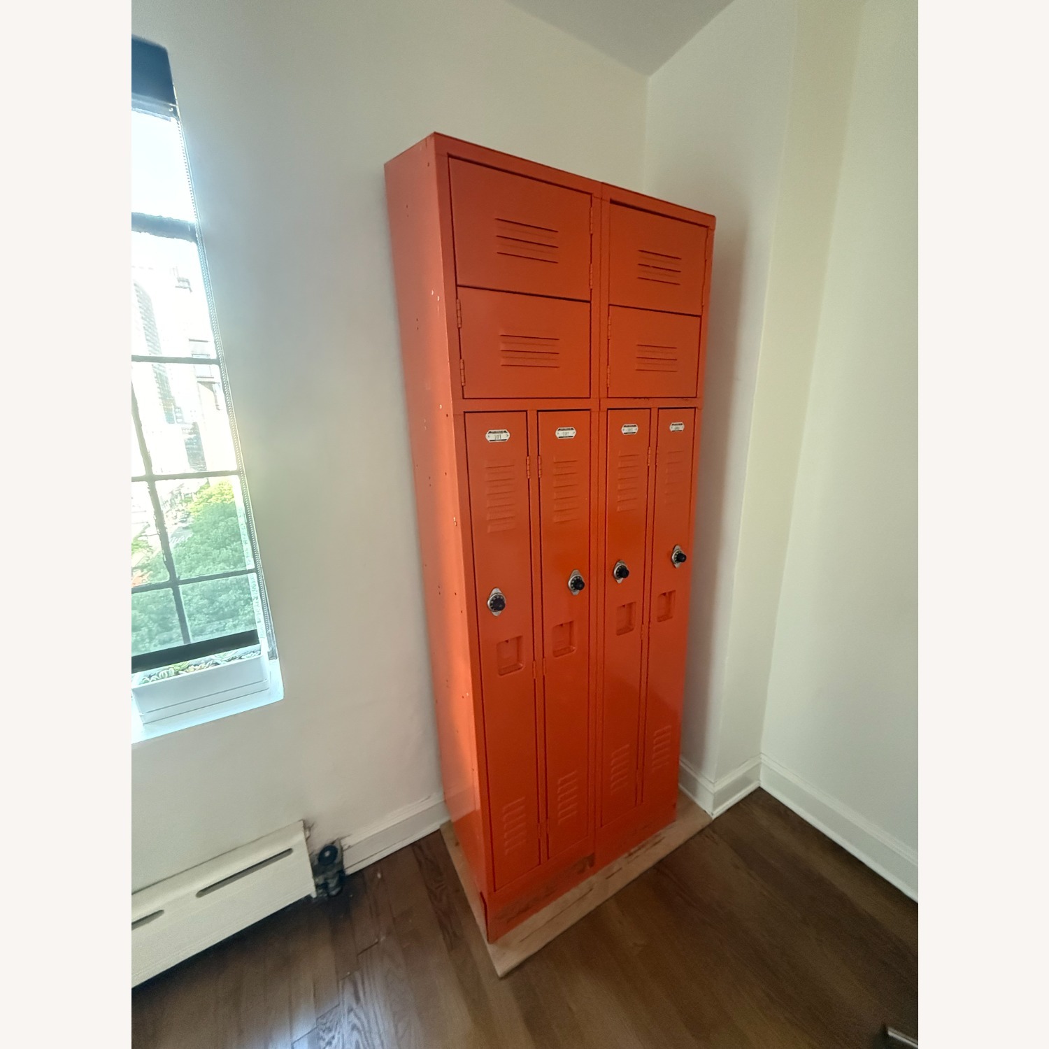 Vintage 1970s Industrial Penco Orange Lockers - image-2