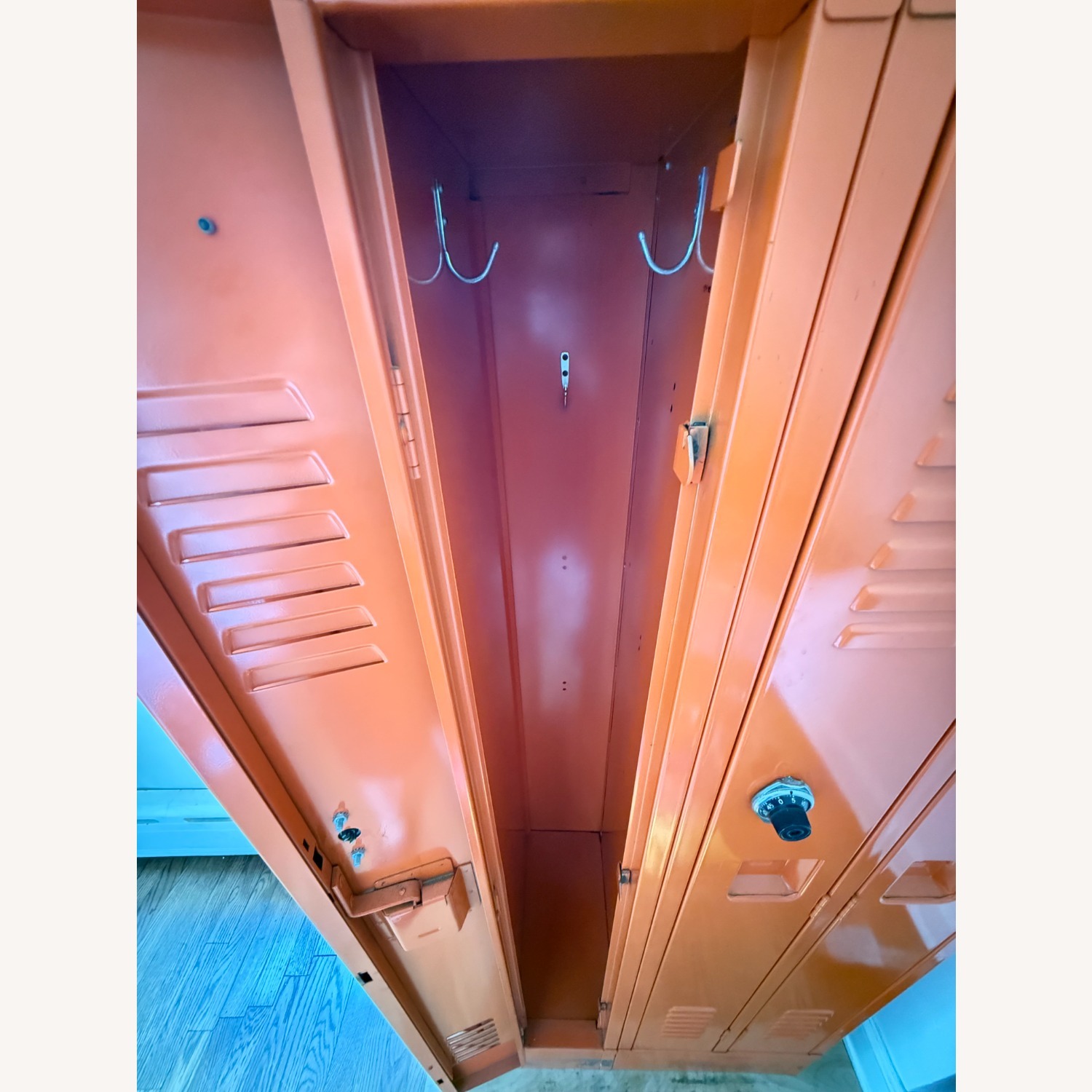 Vintage 1970s Industrial Penco Orange Lockers - image-12