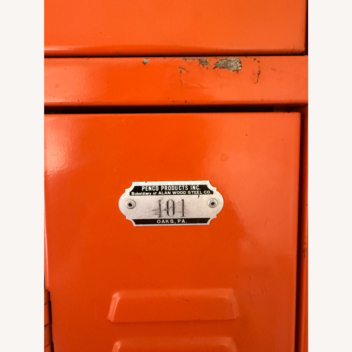 Vintage 1970s Industrial Penco Orange Lockers - image-8