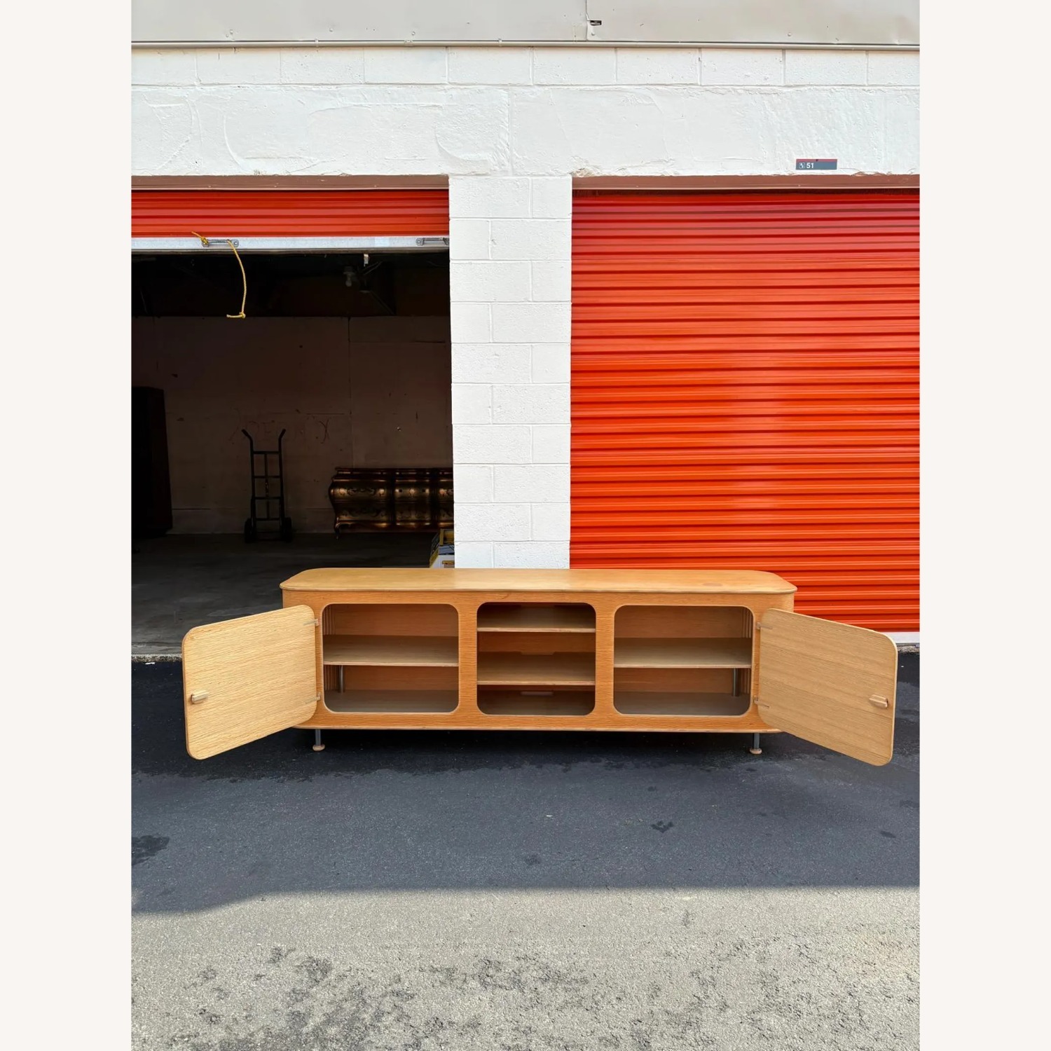 Mid-Century Modern Oak Media Console - image-4