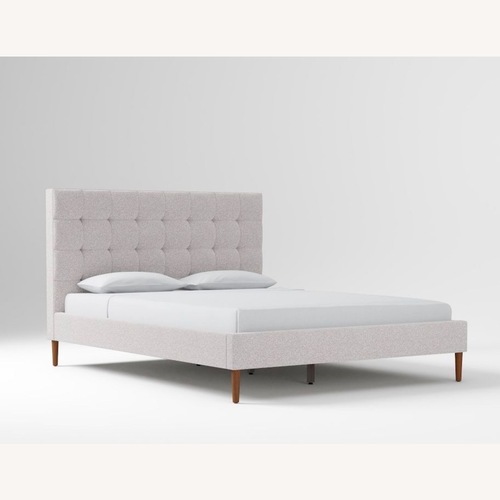 Used West Elm Emmett Light Gray Tufted Queen Bed for sale on AptDeco