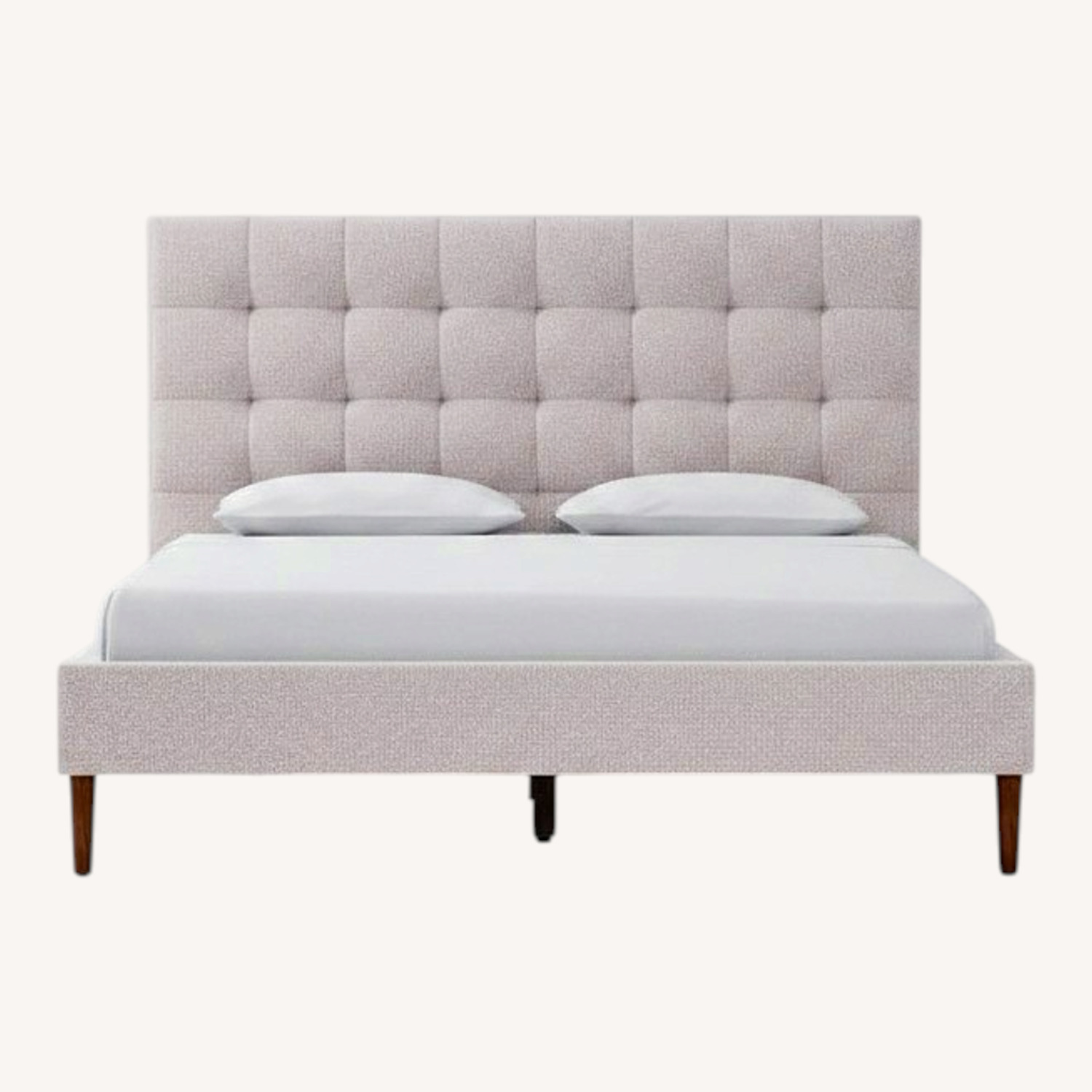 West Elm Emmett Light Gray Tufted Queen Bed - image-0