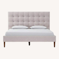 West Elm Emmett Light Gray Tufted Queen Bed