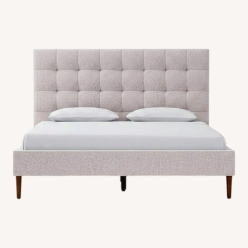 Used West Elm Emmett Light Gray Tufted Queen Bed for sale on AptDeco