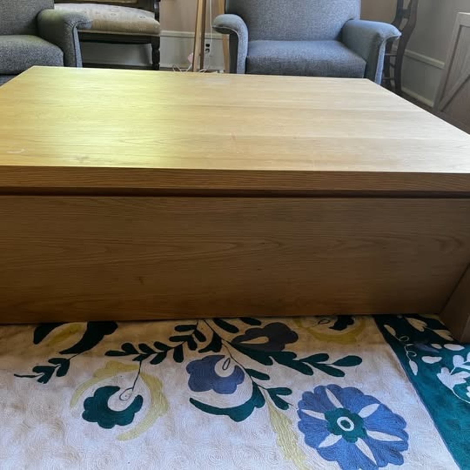 Crate & Barrel Vander Natural Oak Wood Storage Coffee Table - image-3