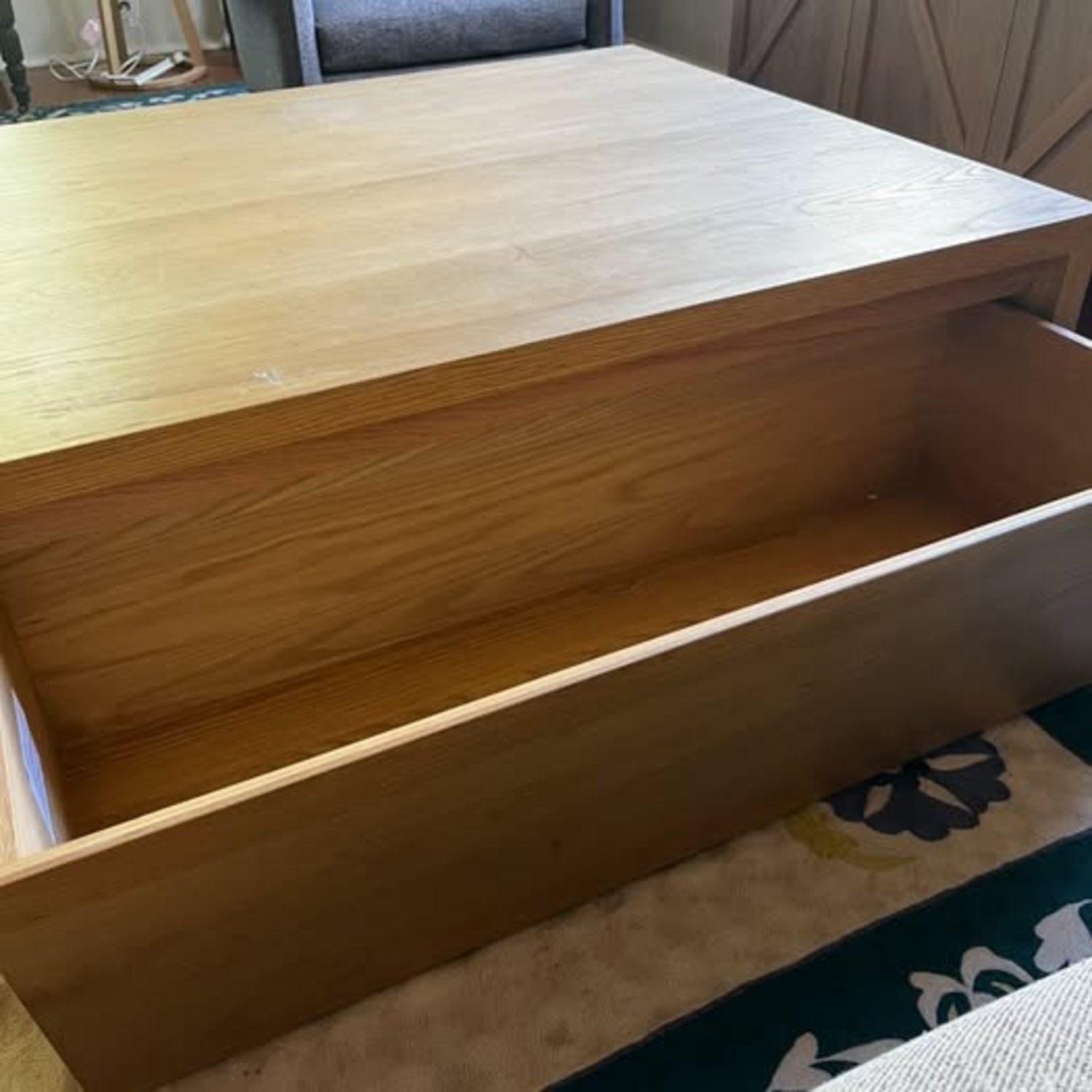 Crate & Barrel Vander Natural Oak Wood Storage Coffee Table - image-2