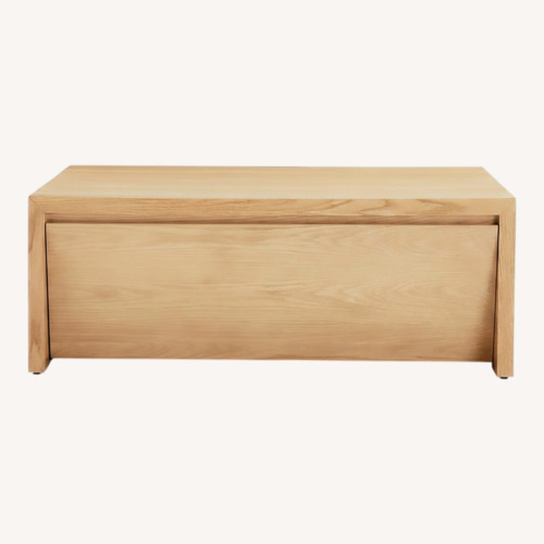 Used Crate & Barrel Vander Natural Oak Wood Storage Coffee Table for sale on AptDeco
