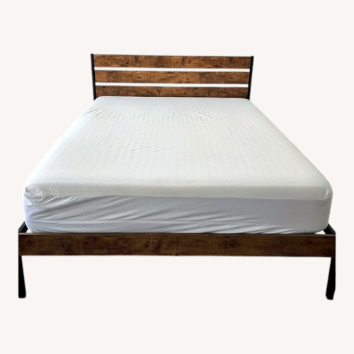 Used Queen Size Industrial Wood & Metal Bed Frame for sale on AptDeco