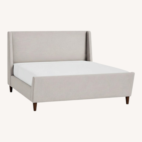 Used Crate & Barrel Light Gray Linen King Bed for sale on AptDeco
