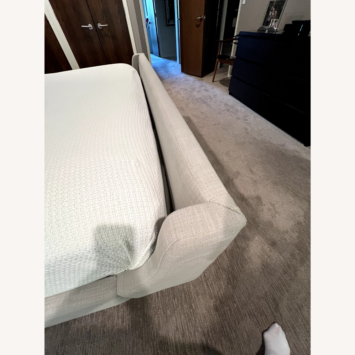 Crate & Barrel Light Gray Linen King Bed - image-3
