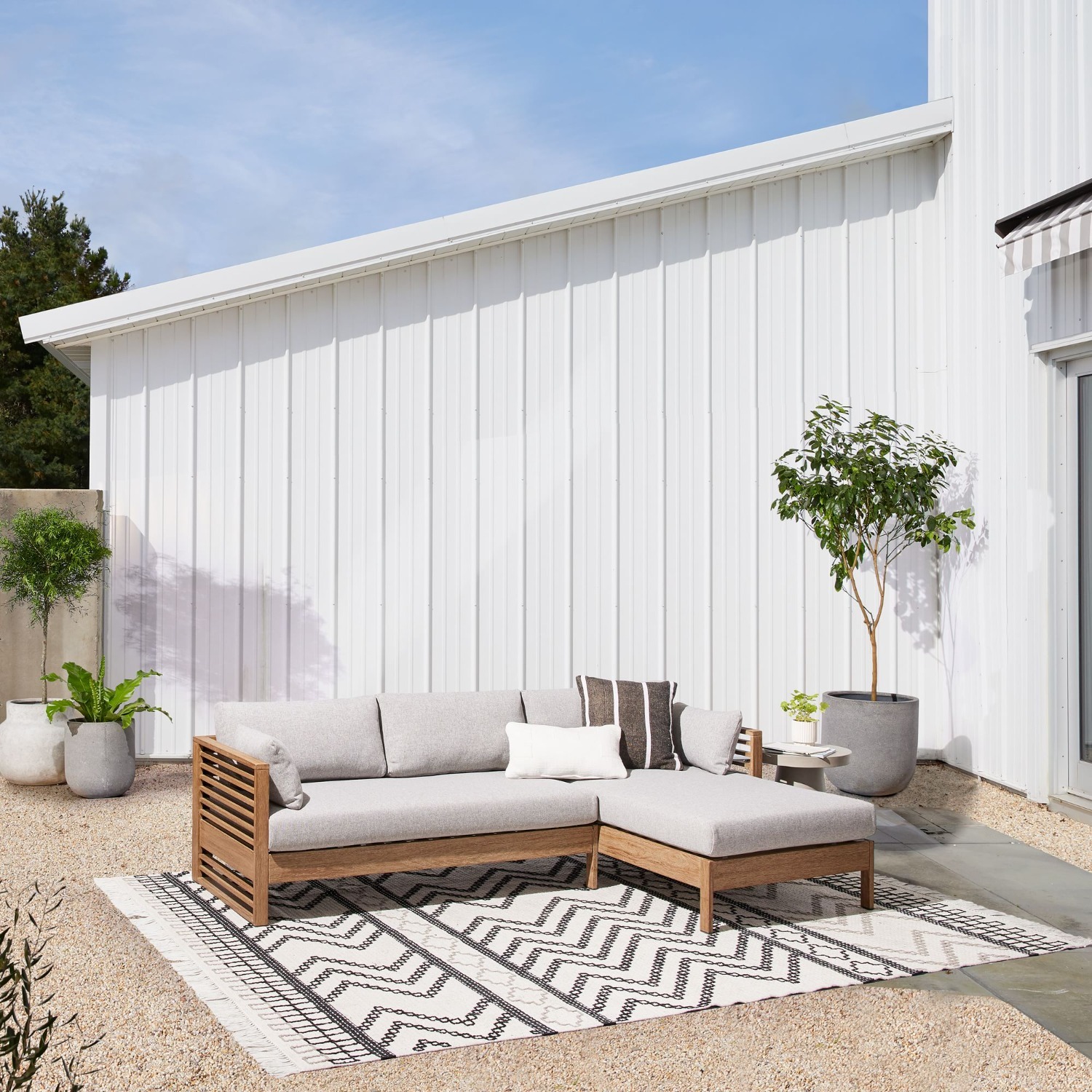 West Elm Santa Fe Slatted Outdoor Chaise Sectional - image-3