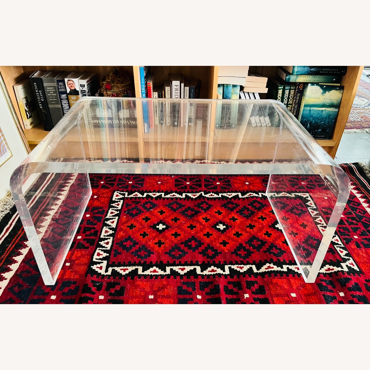 Vintage Lucite Coffee Table Waterfall Deco Style - image-1