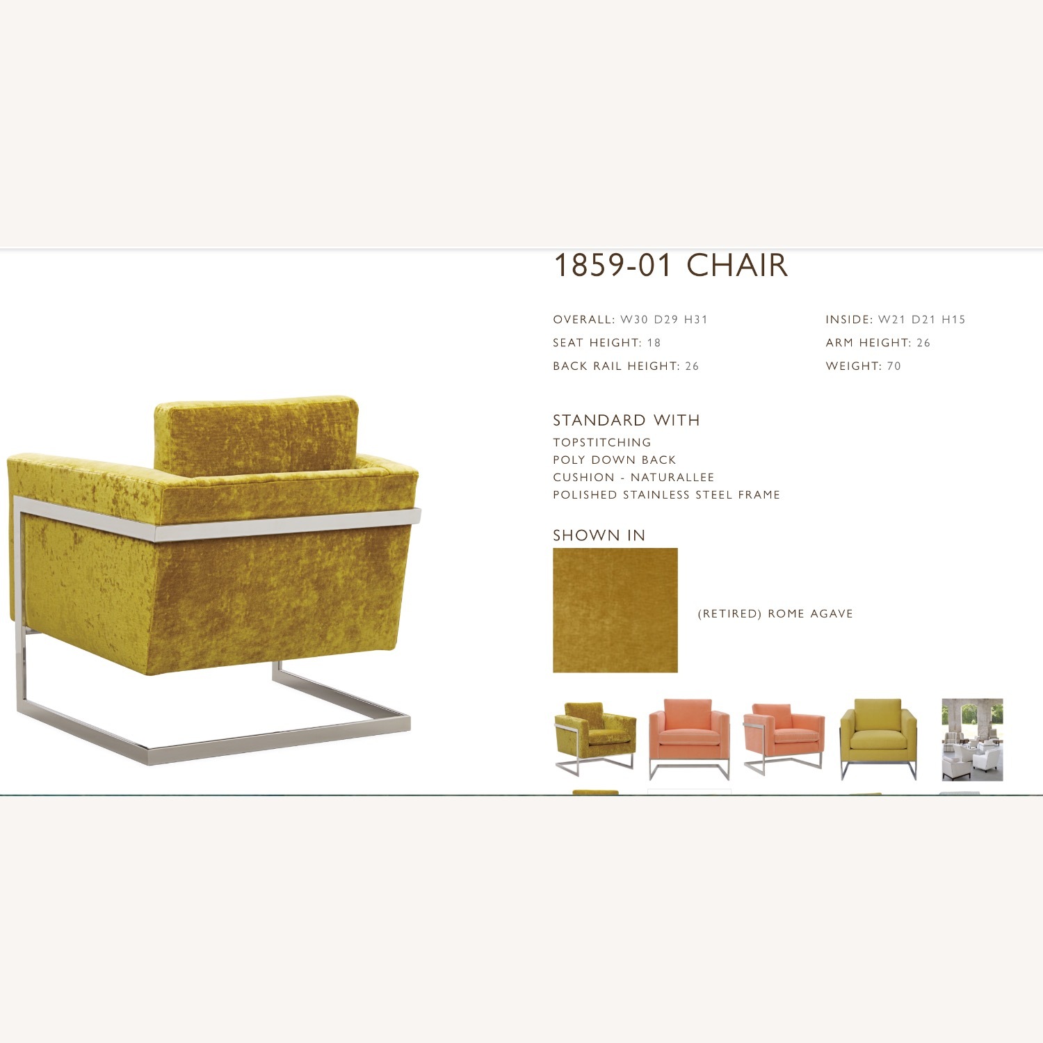 Lee Industries 1859 Yellow Fabric Accent Chairs - image-2