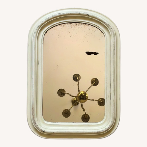 Used Antique Arched White-Painted Wood Vanity Mirror for sale on AptDeco