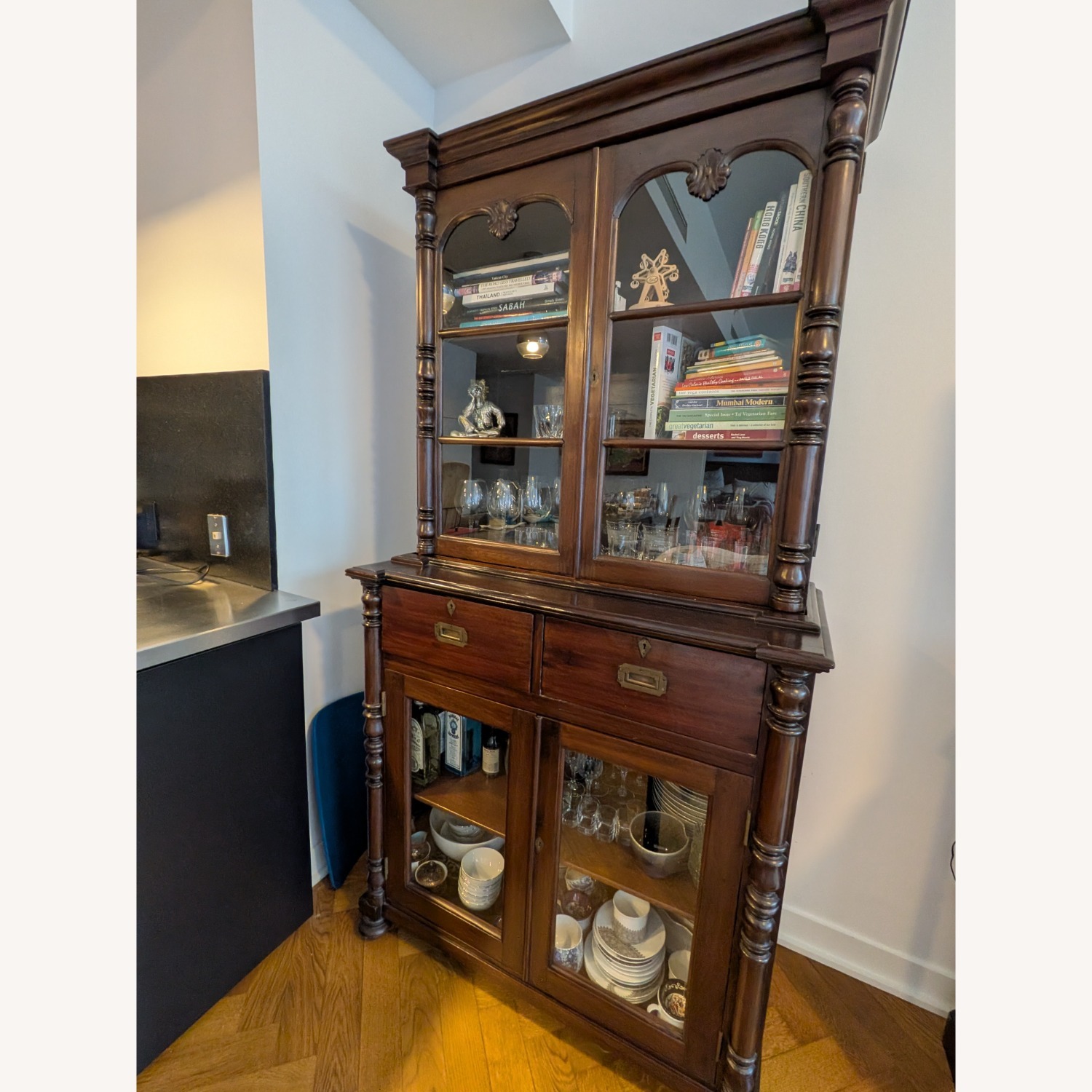 Vintage Dark Brown Wood Multi-purpose Cabinet - image-2