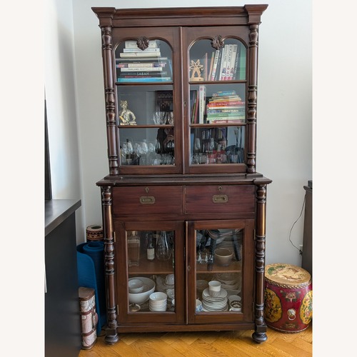Used Vintage Dark Brown Wood Multi-purpose Cabinet for sale on AptDeco