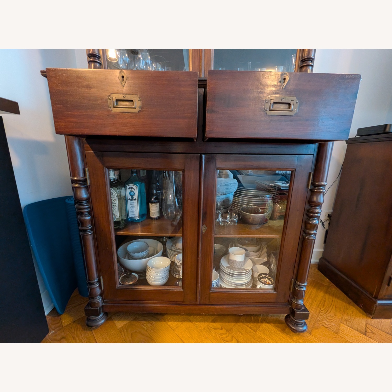 Vintage Dark Brown Wood Multi-purpose Cabinet - image-4