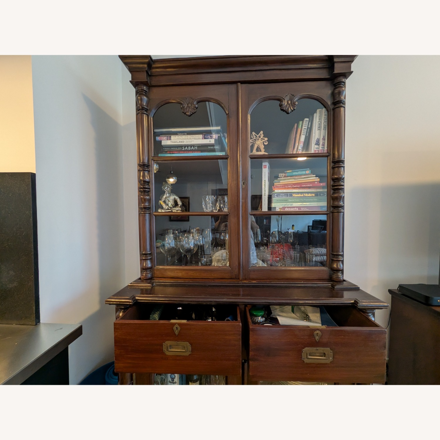 Vintage Dark Brown Wood Multi-purpose Cabinet - image-5