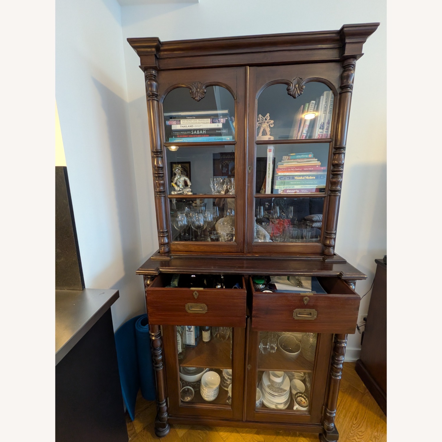 Vintage Dark Brown Wood Multi-purpose Cabinet - image-3